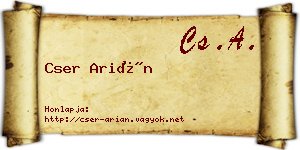 Cser Arián névjegykártya